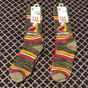 Life Is Good Mens Socks 3 Pack Crew Football "Sunday Funday" 6-12.5